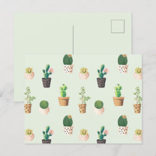 Carte postale Motif Cactus Vert clair