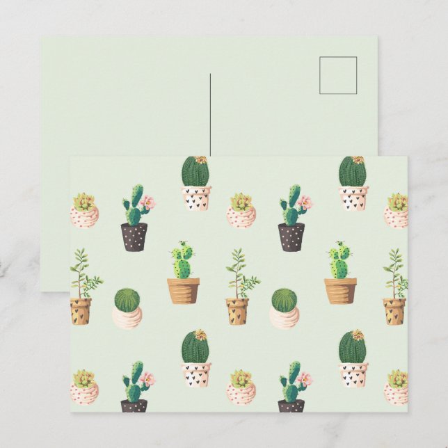 Carte postale Motif Cactus Vert clair (Devant / Derrière)