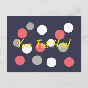 Carte Postale Motif Cercles Boules Gris Blanc Corail Rose