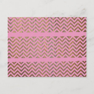 Carte Postale Motif Chevron Zigzag en Bois rose Fille