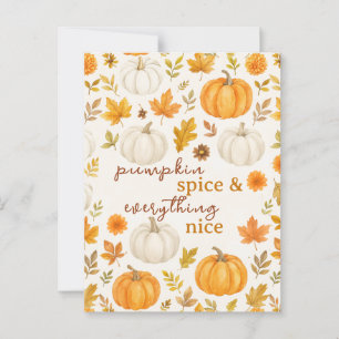 Carte Postale Motif Citrouille mignon Thanksgiving