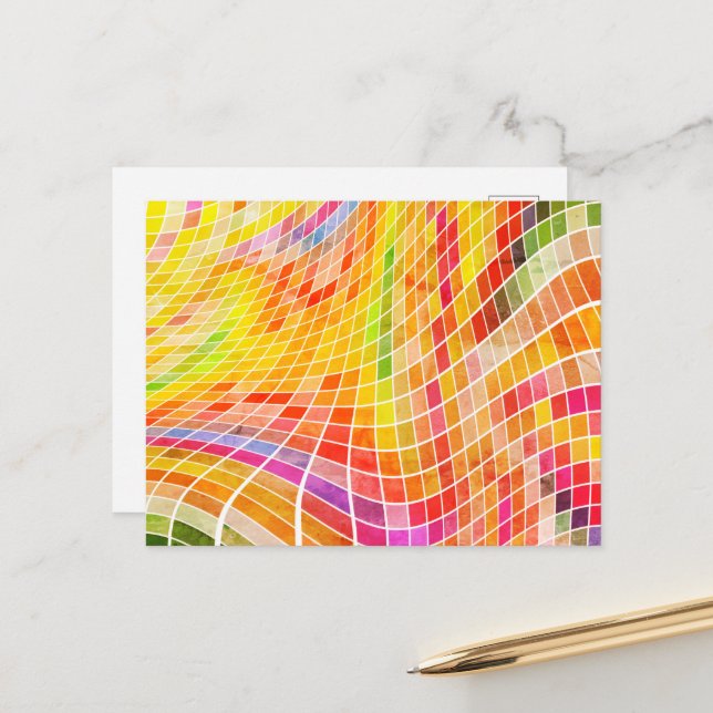 Carte Postale Motif coloré (Devant/Arrière en situation)