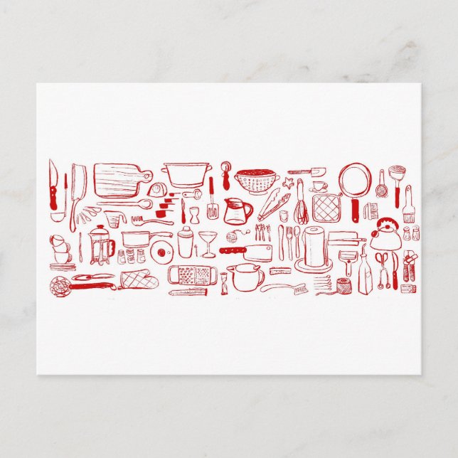 Carte Postale Motif coloré de cuisine (Devant)