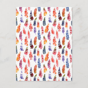 Carte Postale Motif couleur Aquarelle girly lupine fleurs