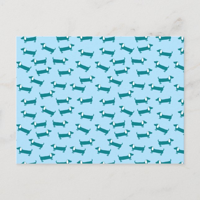 Carte Postale Motif Dachshund en combinaison bleue (Devant)