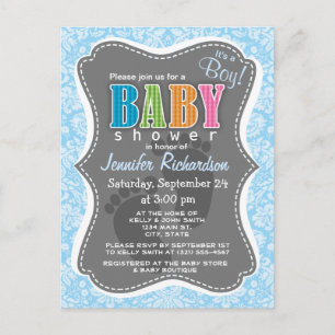 Carte Postale Motif Damas bleu bébé