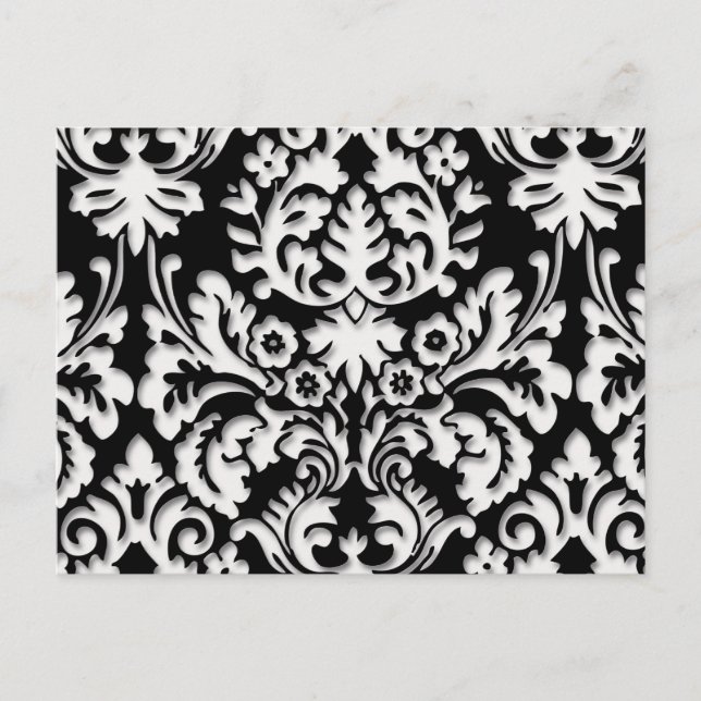 Carte Postale Motif damassé en noir et blanc (Devant)
