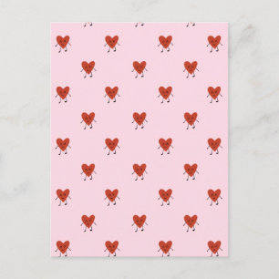Carte Postale Motif d'amour sans couture de cœurs rouges mignons