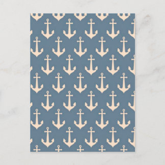 Carte Postale Motif d'Ancre bleu Vintage rétro
