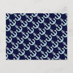 Carte Postale motif d'ancre nautique de bateau bleu
