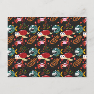 Carte Postale Motif d'animaux aquatiques   vie sous-marine en me