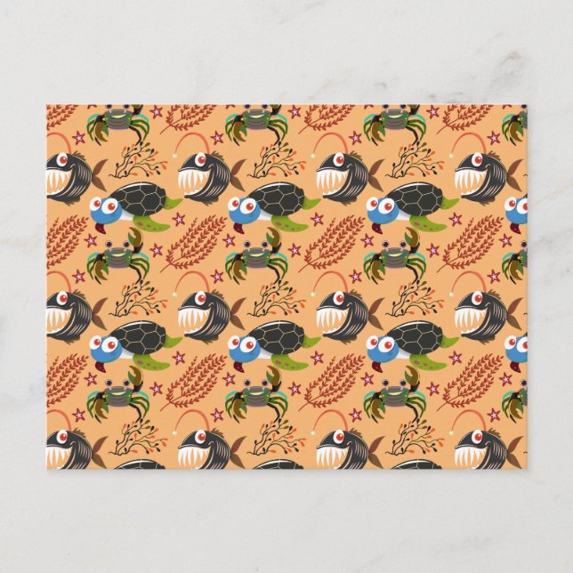 Carte Postale Motif d'animaux aquatiques | vie sous-marine en me (Devant)