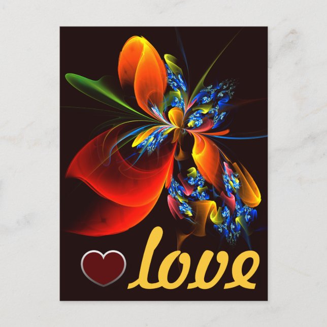 Carte Postale Motif d'art abstrait moderne floral bleu orange #0 (Devant)