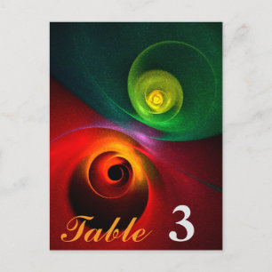 Carte Postale Motif d'art abstrait moderne Yin Yang rouge et ver