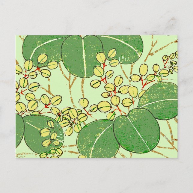 Carte Postale Motif d'art botanique floral de la feuille japonai (Devant)