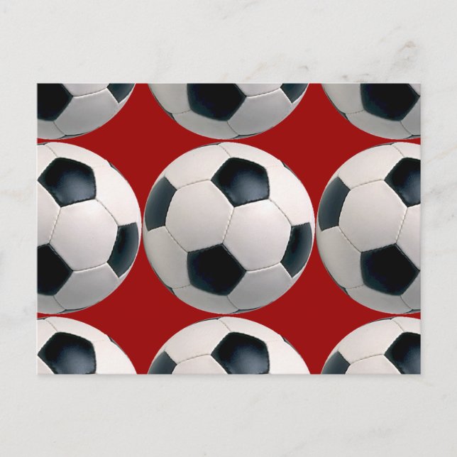 Carte Postale Motif de balle de football en rouge (Devant)