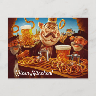 Carte Postale Motif de bande dessinée pour la Wiesn à Munich