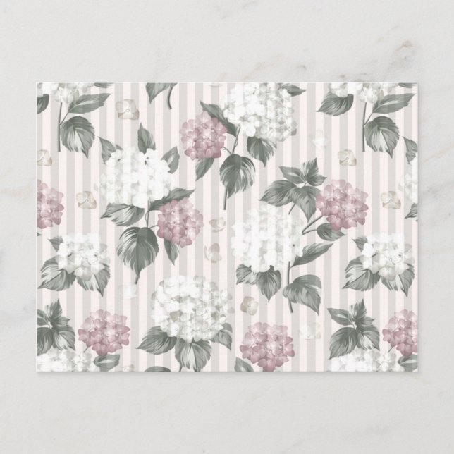 Carte Postale Motif de bandes florales vert rose pastel bohème (Devant)
