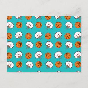 Carte Postale Motif de basket et filets turquoise