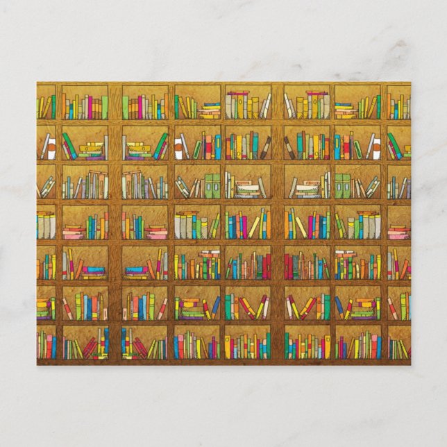 Carte Postale motif de bibliothèque (Devant)