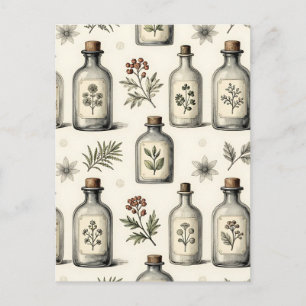 Carte Postale Motif de bocaux d'herbes d'apothicaire vintage