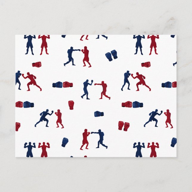 Carte Postale Motif de boîte rouge et bleu (Devant)