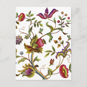 Carte Postale Motif de broderie de l'arbre de vie traditionnel