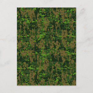 Carte Postale Motif de camouflage numérique de style forestier a