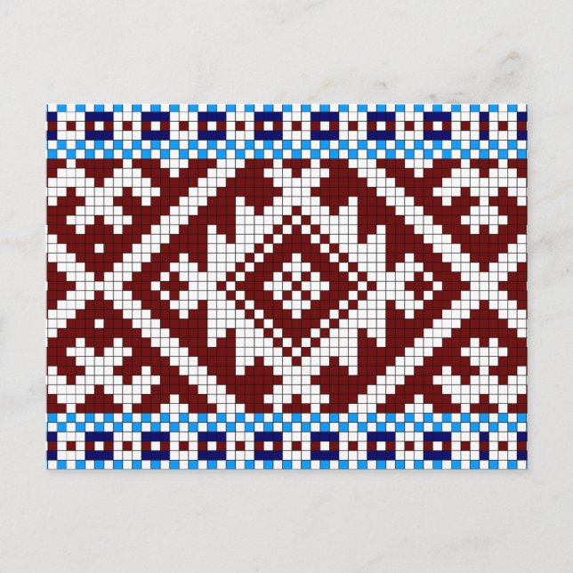 Carte Postale Motif de ceinture tissée de ramassage estonien (Devant)