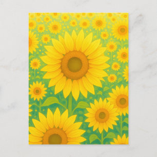 Carte Postale Motif de champ de tournesols vibrant