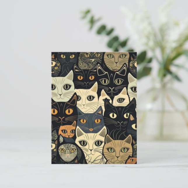 Carte Postale Motif de chat Artsy (Debout devant)