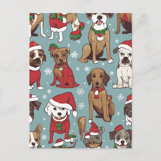 Carte Postale Motif de chien de Noël (Devant)