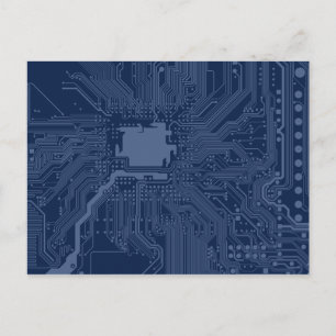 Carte Postale Motif de circuit Geek bleu