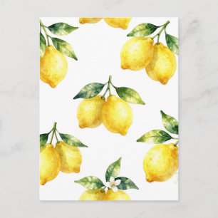 Carte Postale Motif de citron à l'aquarelle