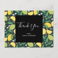 Motif de citron et de citron vert jaune Merci