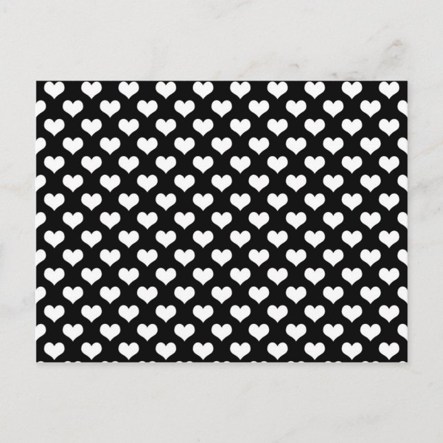 Carte Postale Motif de coeur blanc sur un arrière - plan noir (Devant)