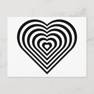 Carte Postale Motif de coeur noir et blanc