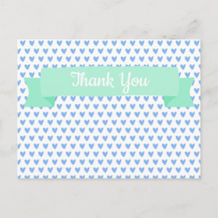 Carte Postale Motif de Coeurs Bleus   MERCI BABY SHOWER