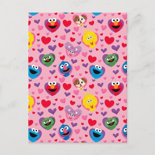 Carte Postale Motif de coeurs de la Saint-Valentin de Sesame Str (Devant)