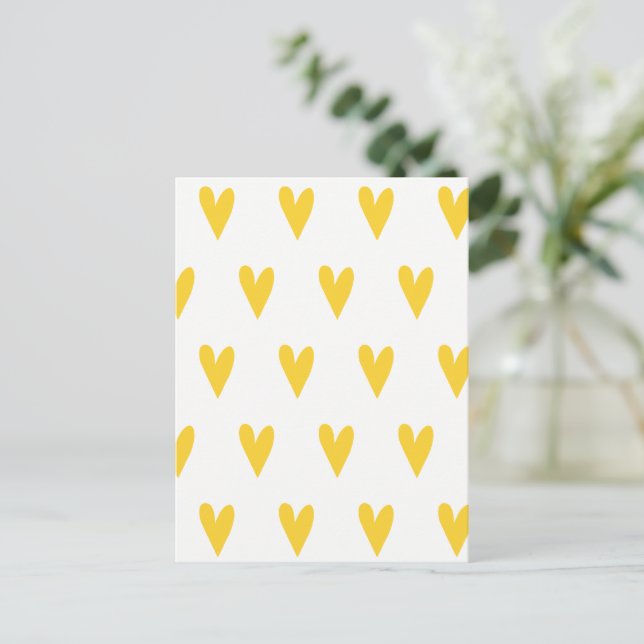 Carte postale Motif de Coeurs Jaunes mignons (Debout devant)