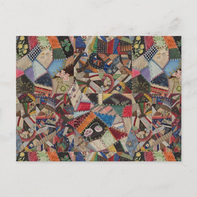 Carte Postale Motif de collage coloré (Devant)