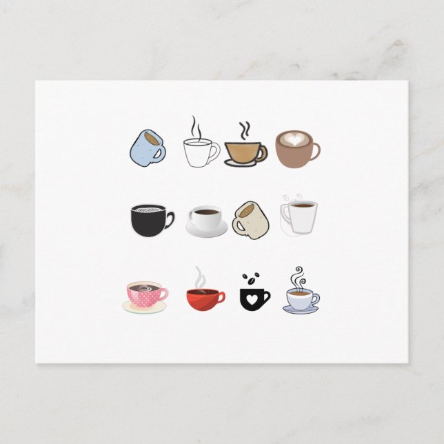 Carte Postale Motif de conception de cafés Mugs (Devant)