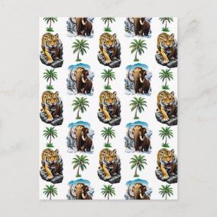 Carte Postale Motif de conception de mammouth de l'âge de glace 