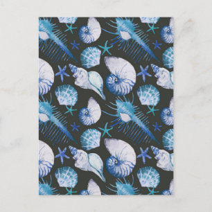 Carte Postale Motif de coraux avec coquillages