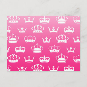 Carte Postale Motif de couronne princière avec dégradé rose