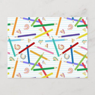 Carte Postale Motif de crayons colorés
