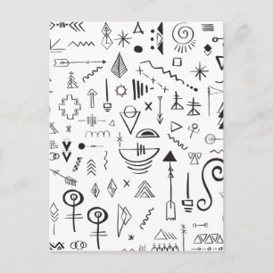 Carte Postale Motif de croquis boho doodle