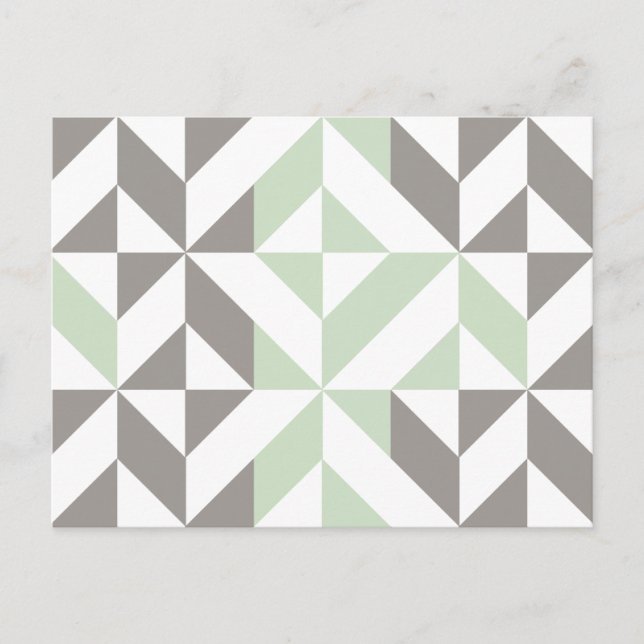 Carte Postale Motif de cube géométrique Sage Green et Silver (Devant)