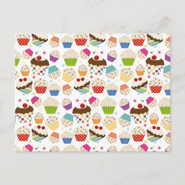 Carte Postale Motif de cupcake coloré rétro (Devant)