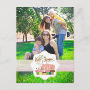 Carte Postale Motif de Cupcake "Tante la plus douce du monde"